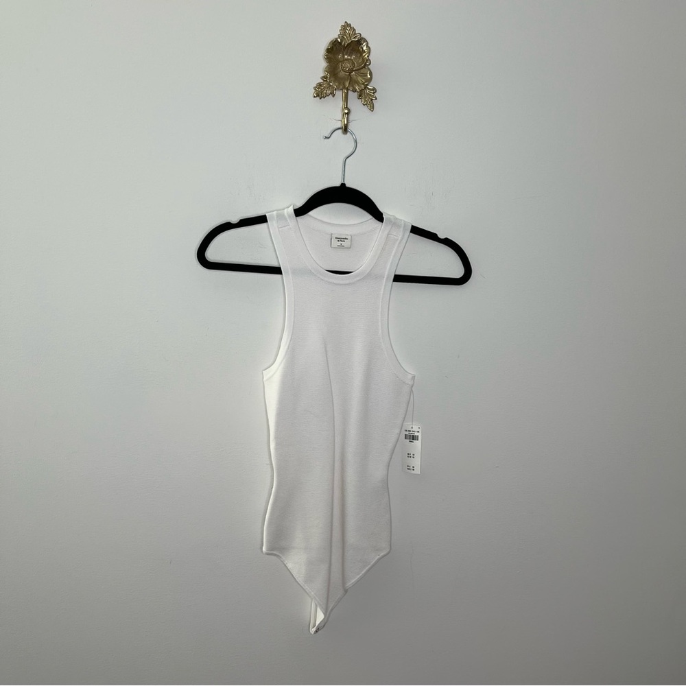 Abercrombie & Fitch White Ribbed Tank Bodysuit